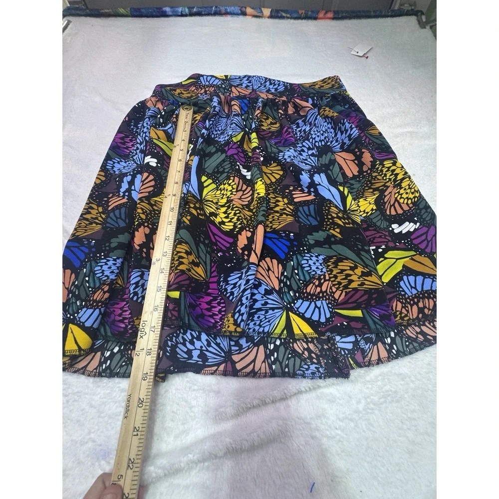 Hand Made Skirt Mini With Butterflies AOP Size Large Ruffles Zipper‎ Back Y2K